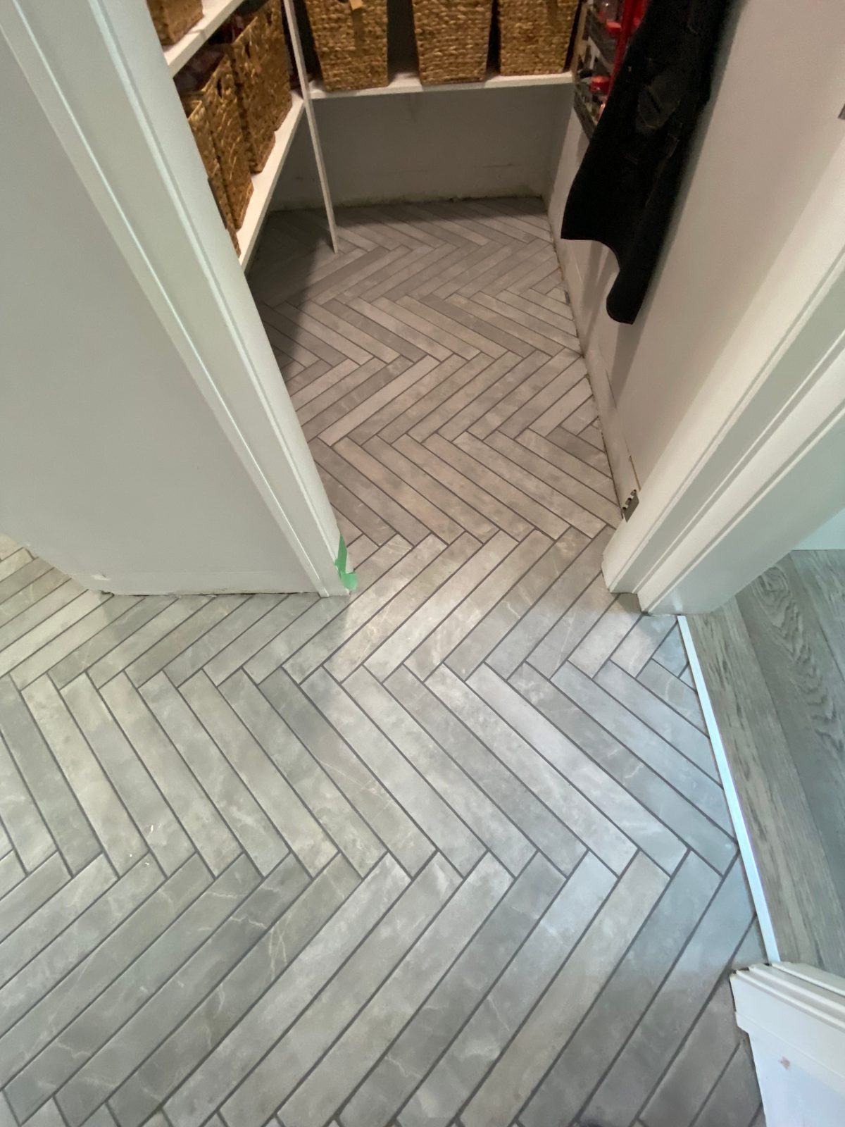 Herringbone Pantry Floor by Aymont Drywall